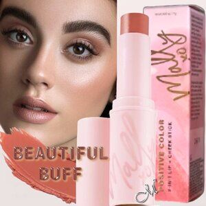 Mally Positive Color 2-in-1 Lip & Cheek Sticks*~ Two (2) Beautiful Buff 7g NIB